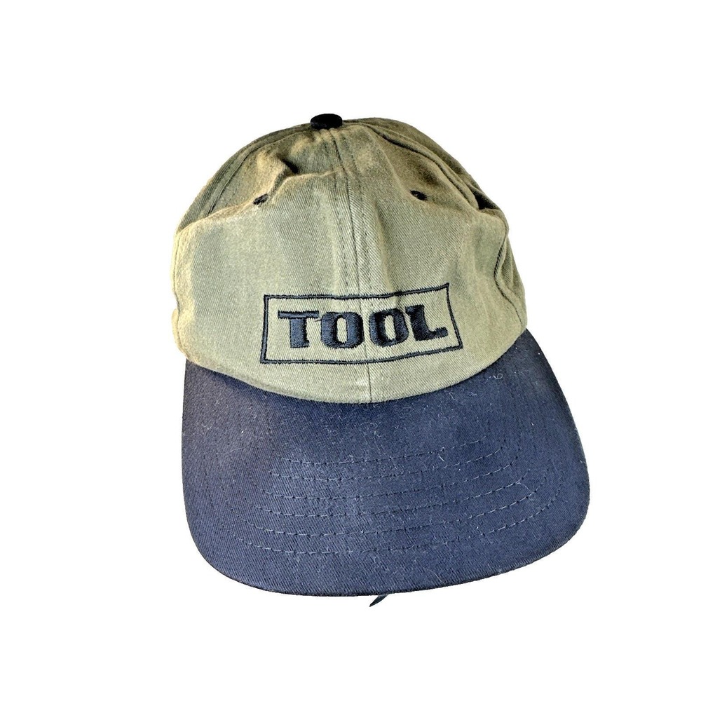 NOS Deadstock Vintage 90s Tool Band Wrench Logo Snapback Hat Two Tone Olive/Blac
